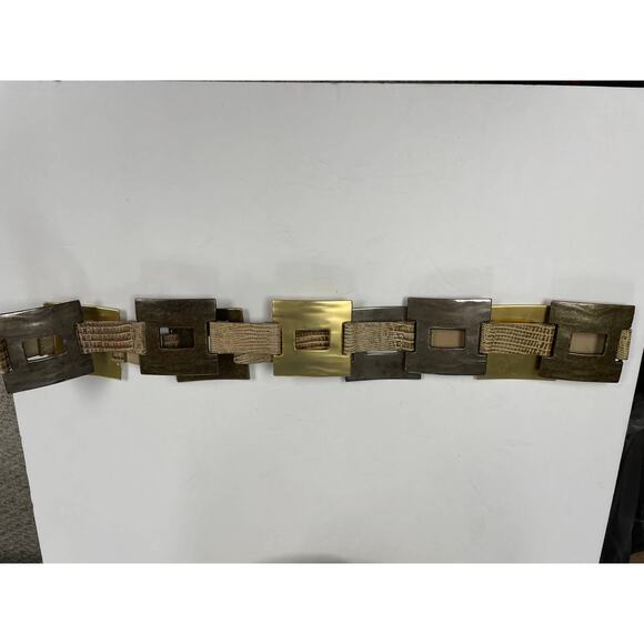 Multi-metal tones square geometric shape belt women's size large - Picture 2 of 3